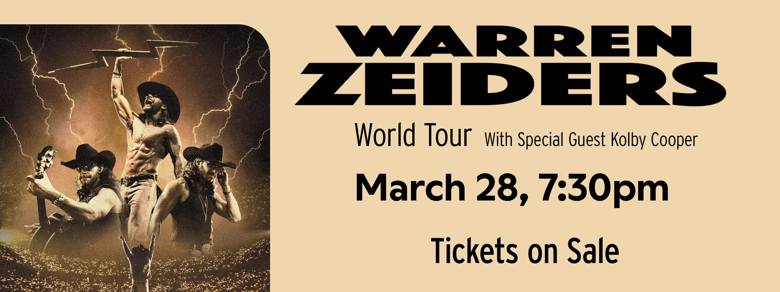 Warren Zeiders World Tour 2026 March 28 at 7:30pm